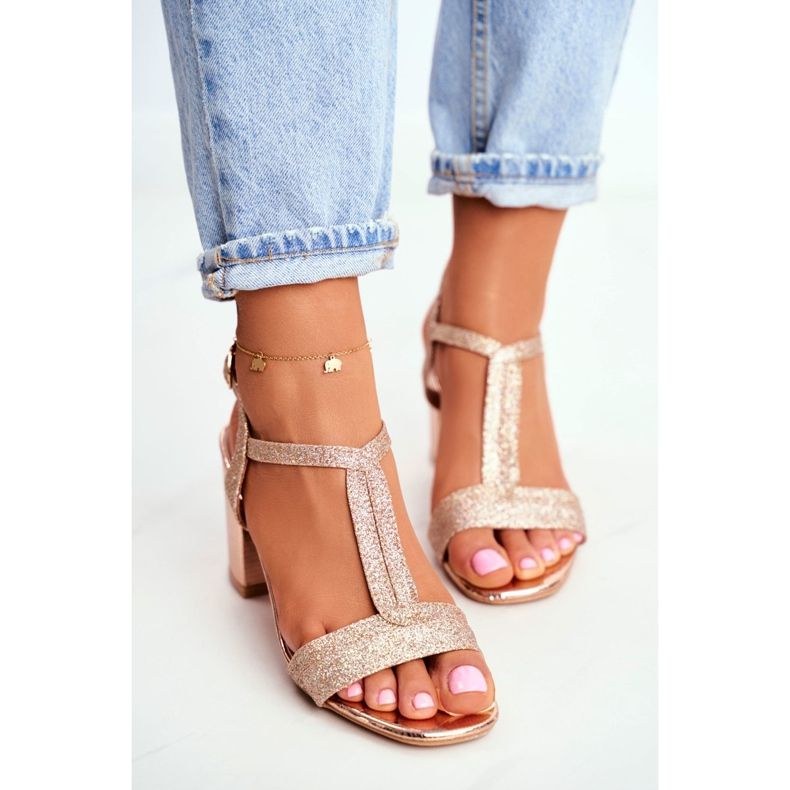 HAN De Mujer Sandalias Con Tacón Purpurina Champán Perfecto rosa amarillo 2