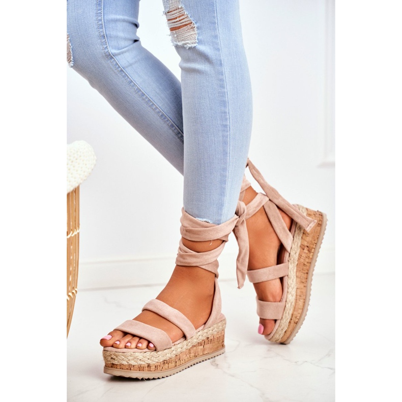 HAN Sandalias De Mujer En La Plataforma Atado Beige La Favourite 2
