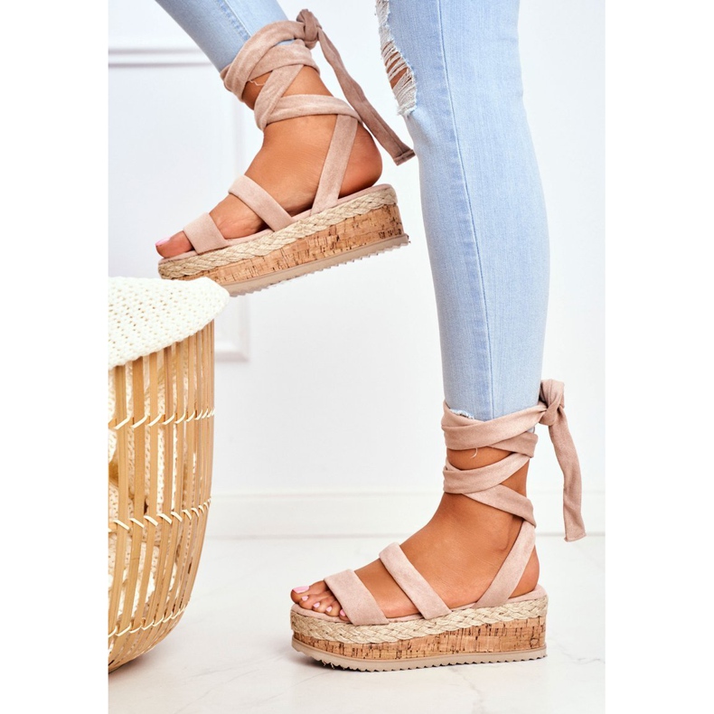 HAN Sandalias De Mujer En La Plataforma Atado Beige La Favourite 1