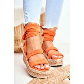 FS1 Sandalias De Mujer En La Plataforma Atadas Naranja La Favorite 2