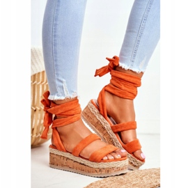 FS1 Sandalias De Mujer En La Plataforma Atadas Naranja La Favorite 1