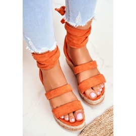 FS1 Sandalias De Mujer En La Plataforma Atadas Naranja La Favorite 5