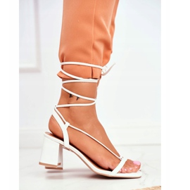 FS1 Sandalias de mujer en un tacón alto atadas en White Morning blanco 3