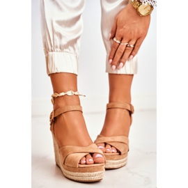 HAN Sandalias Mujer Con Cuña Beige Sevilla 3