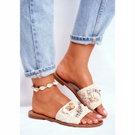 HAN Pantuflas Mujer Beige Con Conchas España 1 HAN Pantuflas Mujer Beige Con Conchas España 1