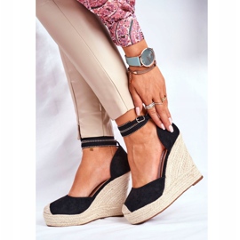 FB2 Sandalias De Mujer En Cuña De Lino Canterola Negra negro 2