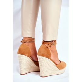 FB2 Sandalias De Mujer Con Cuña De Lino Canterola Camello marrón 6