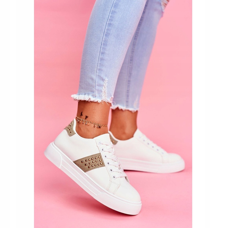 FW1 Bandas de zapatos blancos y verdes deportivos para mujer 1