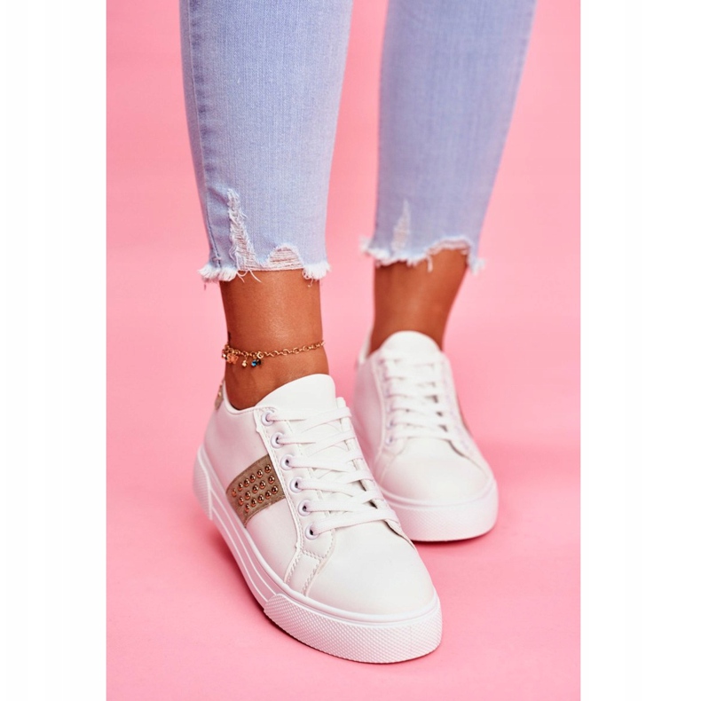 FW1 Bandas de zapatos blancos y verdes deportivos para mujer 2