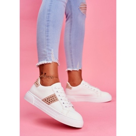 ADY Bandas de calzado deportivo blanco y beige para mujer 4
