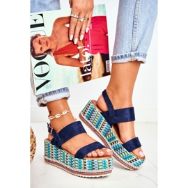 FW1 Sandalias de mujer en alpargatas con cuña, azul marino Sandy 1