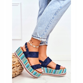 FW1 Sandalias de mujer en alpargatas con cuña, azul marino Sandy 2