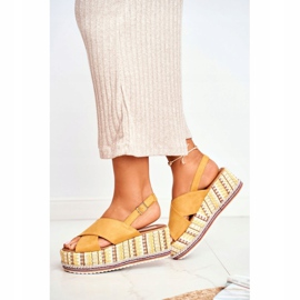 FW1 Sandalias De Mujer Con Alpargatas De Cuña Amarillo Arena 4