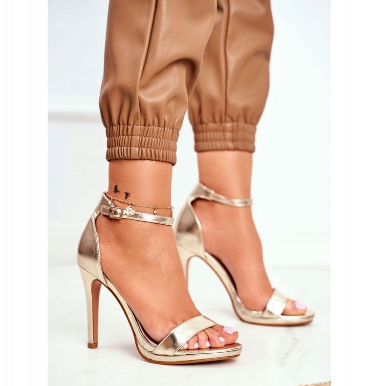 ADY Sandalias de mujer con tacón alto Golden Frenzy dorado 1