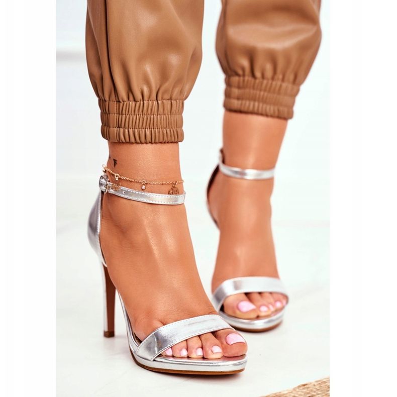 FW1 Sandalias de mujer con tacón alto Silver Frenzy gris 2