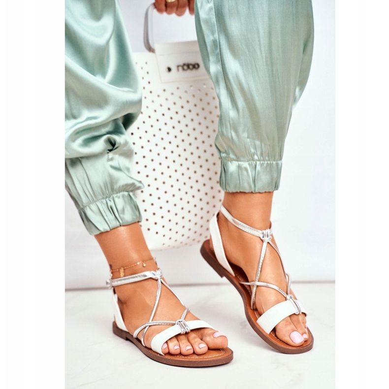 FW1 Sandalias planas blancas de mujer Alison blanco 1