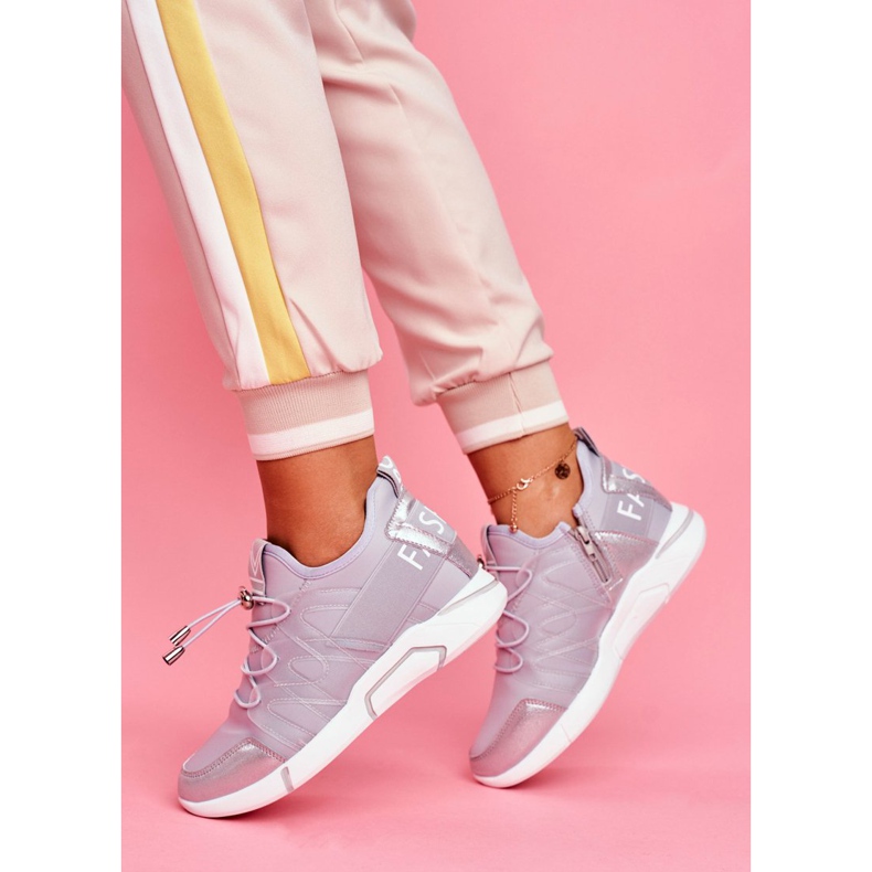 SEA Zapatillas deportivas de mujer con cremallera y ribete en terfin gris 2