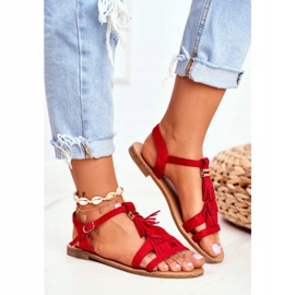 FJ1 Sandalias Planas Mujer Ante Boho Rojo Lucami 2 FJ1 Sandalias Planas Mujer Ante Boho Rojo Lucami 2