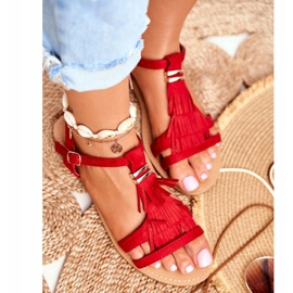 FJ1 Sandalias Planas Mujer Ante Boho Rojo Lucami 1 FJ1 Sandalias Planas Mujer Ante Boho Rojo Lucami 1