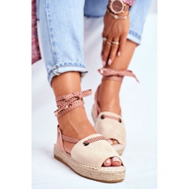 FRJ Alpargatas de mujer con plataforma de lino Monacoz beige 1
