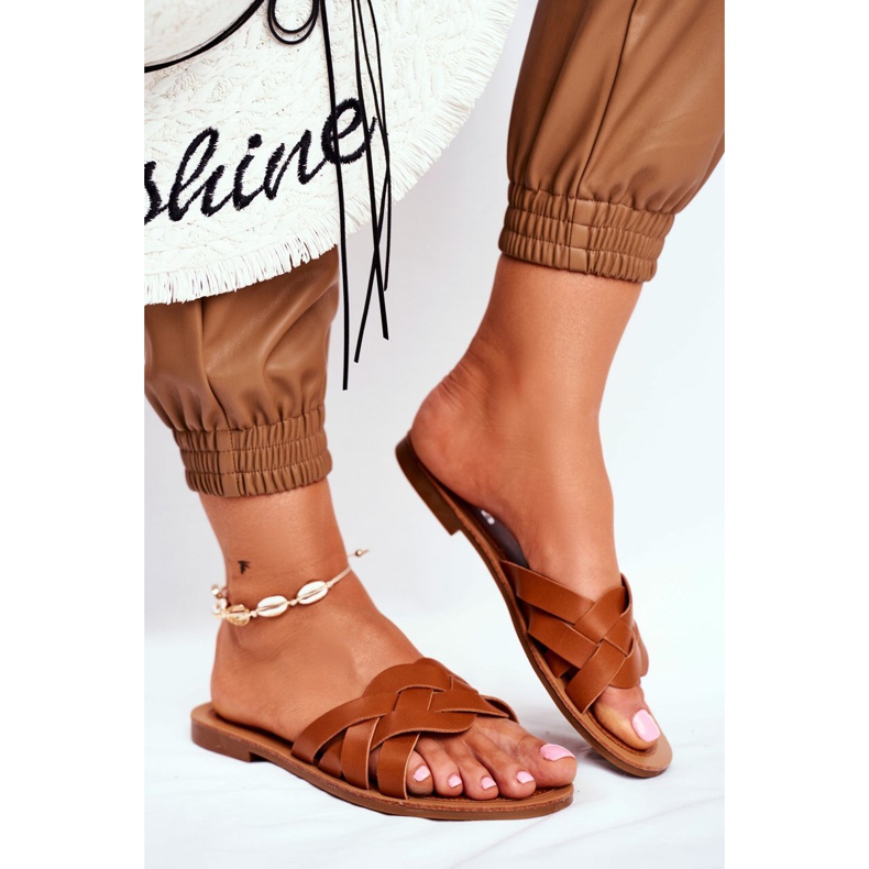 FRJ Pantuflas de Mujer Elegantes Camel Mariah marrón 1