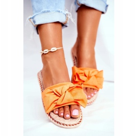 FJ1 Pantuflas de mujer con lazo de felicidad de neón naranja 1
