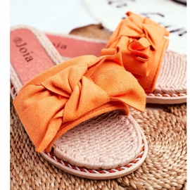 FJ1 Pantuflas de mujer con lazo de felicidad de neón naranja 3