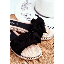 FRJ Pantuflas de mujer Black Happiness con lazo negro 3