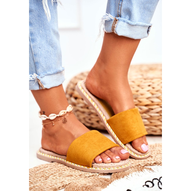 FRJ Pantuflas De Ante Clásicas Para Mujer Amarillas Look At Me amarillo 2