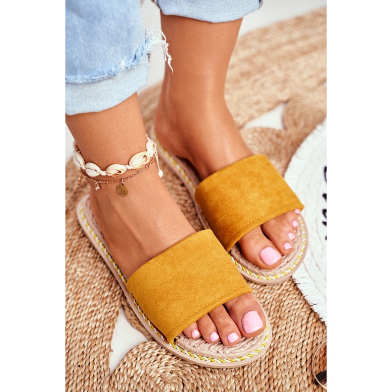 FRJ Pantuflas De Ante Clásicas Para Mujer Amarillas Look At Me amarillo 1