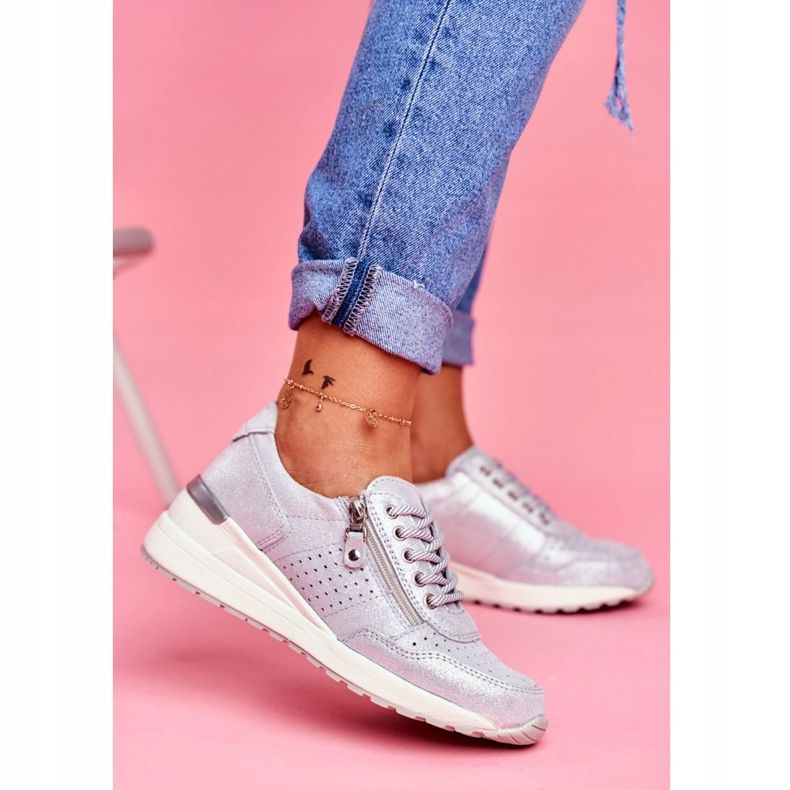 Vinceza Zapatillas Deportivas Mujer Zapatillas Cuero Plata FT20-8675 Better Way gris 2