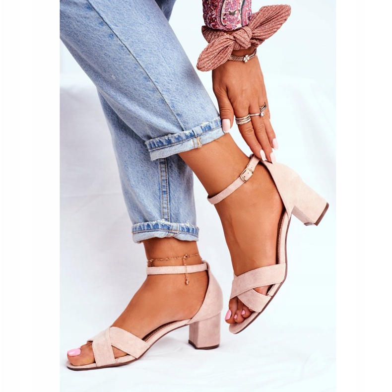 FW1 Sandalias de ante beige en una barra Nela 2