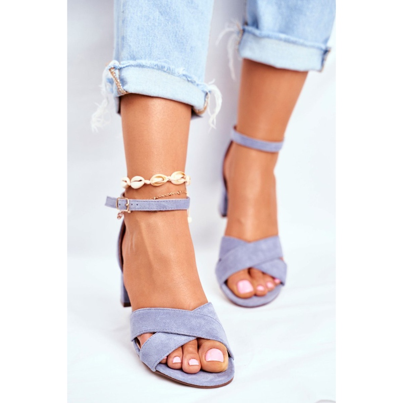 SEA Sandalias de ante en una barra Azul Nela 1