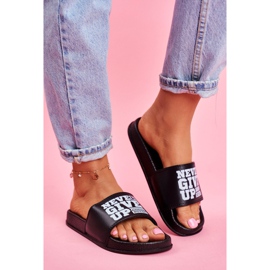 ADY Pantuflas de Mujer Never Give Up Dorado Negro Blanco 1 ADY Pantuflas de Mujer Never Give Up Dorado Negro Blanco 1