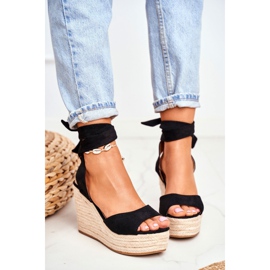 FRID Sandalias De Mujer Con Cuña Alpargatas Negro Ollie 4