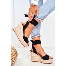 FRID Sandalias De Mujer Con Cuña Alpargatas Negro Ollie 3