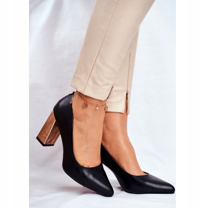 Zapatos De Tacón Dorado De Mujer Sergio Leone Negro PB216 1