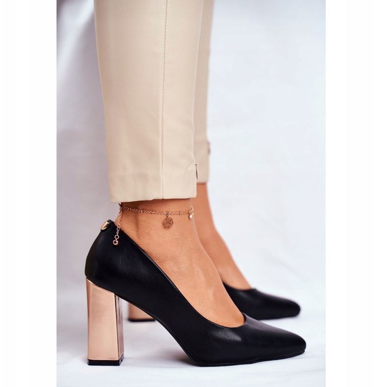 Zapatos De Tacón Dorado De Mujer Sergio Leone Negro PB216 2