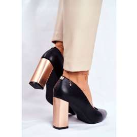 Zapatos De Tacón Dorado De Mujer Sergio Leone Negro PB216 3