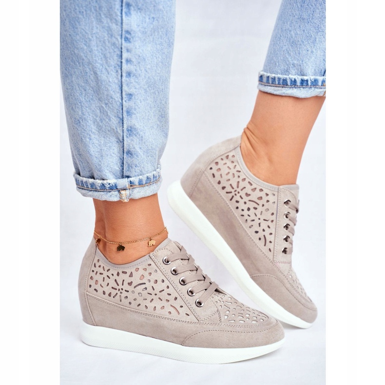 Zapatillas Mujer Sergio Leone Gris Calado PB122 1