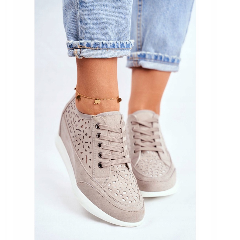 Zapatillas Mujer Sergio Leone Gris Calado PB122 2