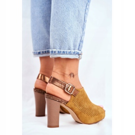 Sandalias de Mujer en Tacón Alto Sergio Leone SK855 Amarillo Senillo 3
