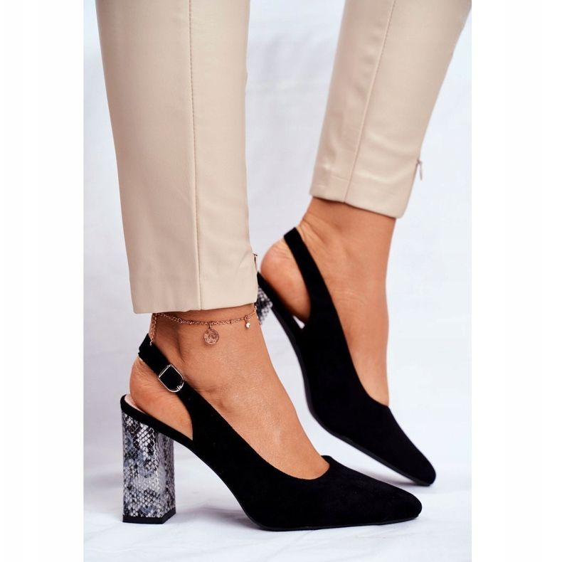 De Mujer Salón con Tacón Abierto Sergio Leone Negro Serpiente PB218 1