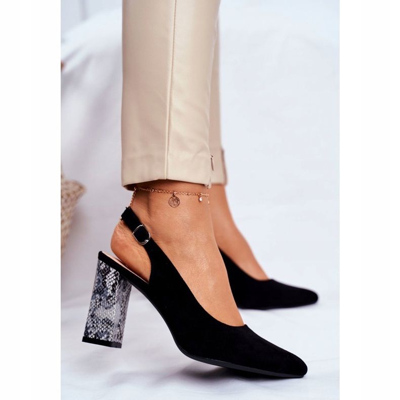 De Mujer Salón con Tacón Abierto Sergio Leone Negro Serpiente PB218 2