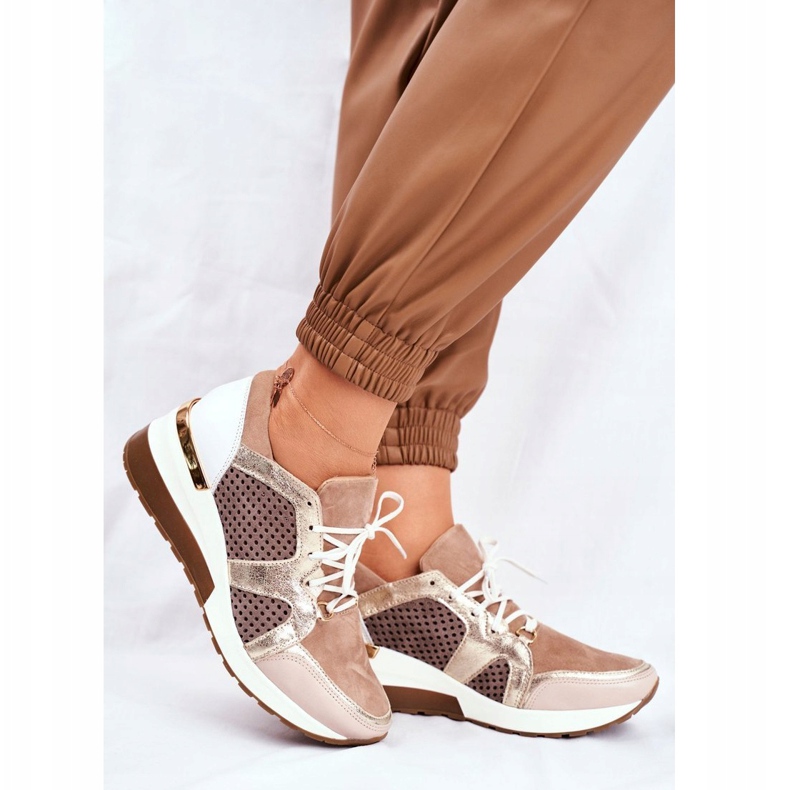 Zapatillas Deportivas de Mujer Zapatillas de Cuero Nicole Beige 2562 Daina 1