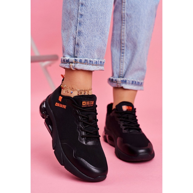 Zapatos Deportivos De Mujer Sneakers Big Star Black FF274946 negro naranja 1 Zapatos Deportivos De Mujer Sneakers Big Star Black FF274946 negro naranja 1