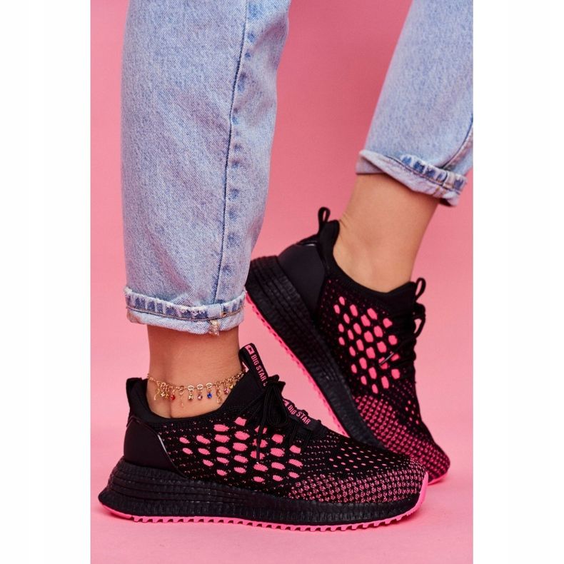 Zapatos Deportivos De Mujer Sneakers Big Star Negro Fucsia FF274964 rosa 1
