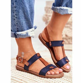 EVE Sandalias de mujer elegantes 8SD35-0307 Azul marino Renna 4