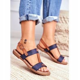 EVE Sandalias de mujer elegantes 8SD35-0307 Azul marino Renna 1