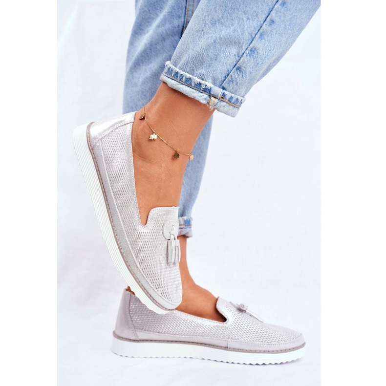 EVE Mocasines Mujer Piel Plata Amore Mio gris 1